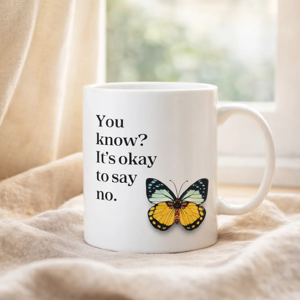 Ceramic Inspirational Butterfly Print Mug – 330ml