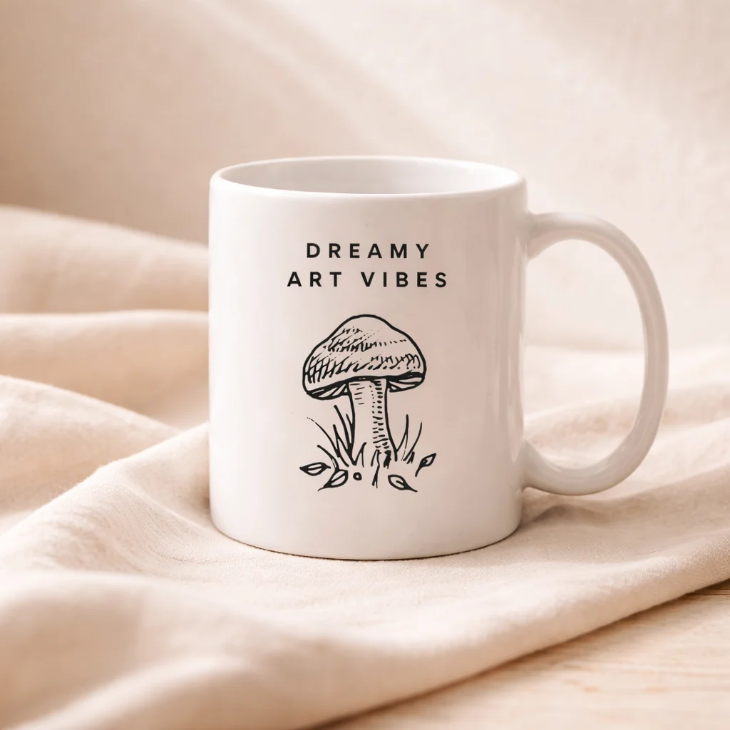 Ceramic Mushroom Print Coffee Mug – 330ml
