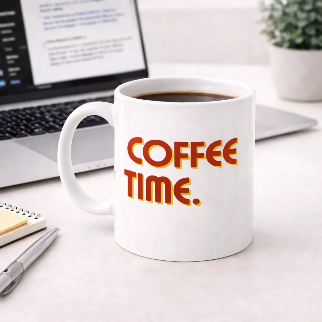 White Coffee Time Printed Mug – 330ml
