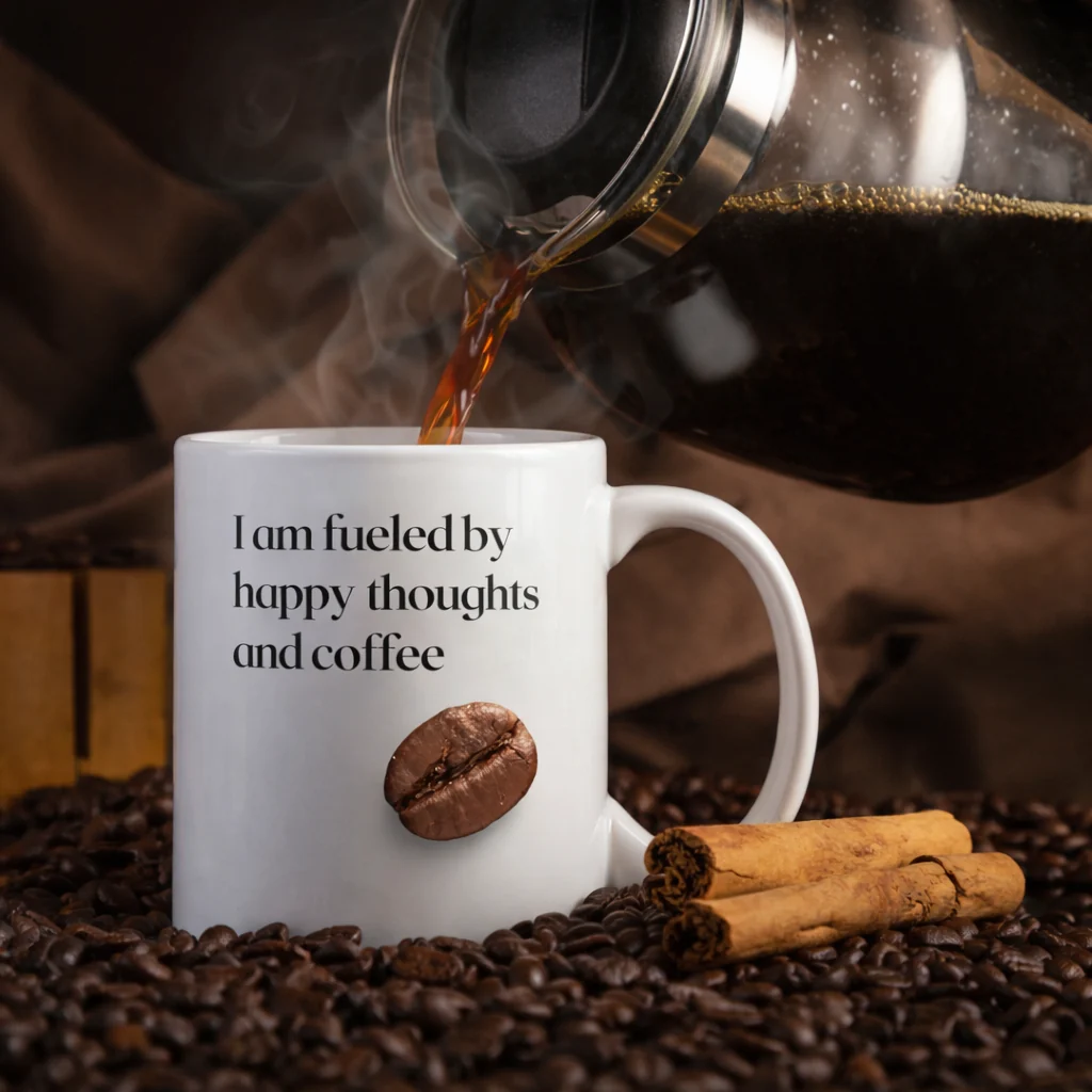 White Coffee Quote Printed Mug – 330ml