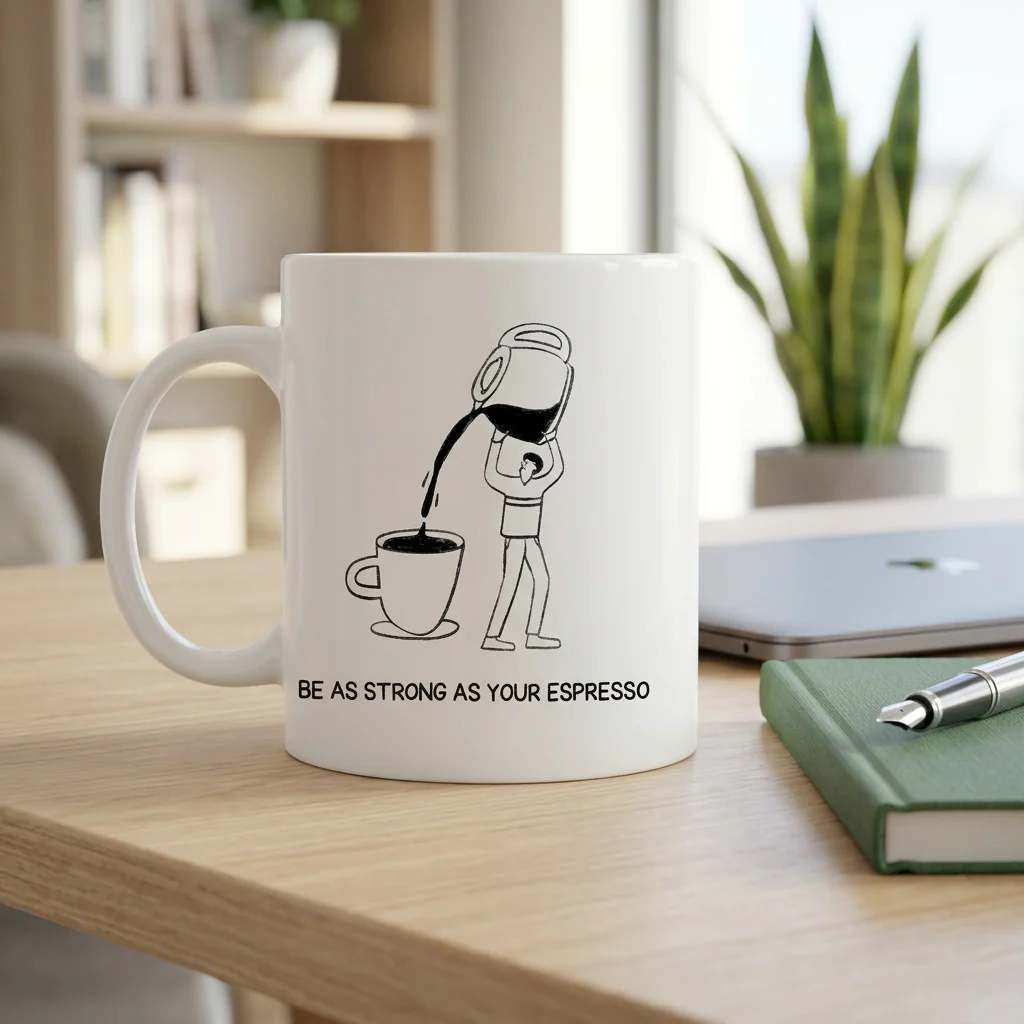 White Espresso Quote Printed Coffee Mug – 330ml