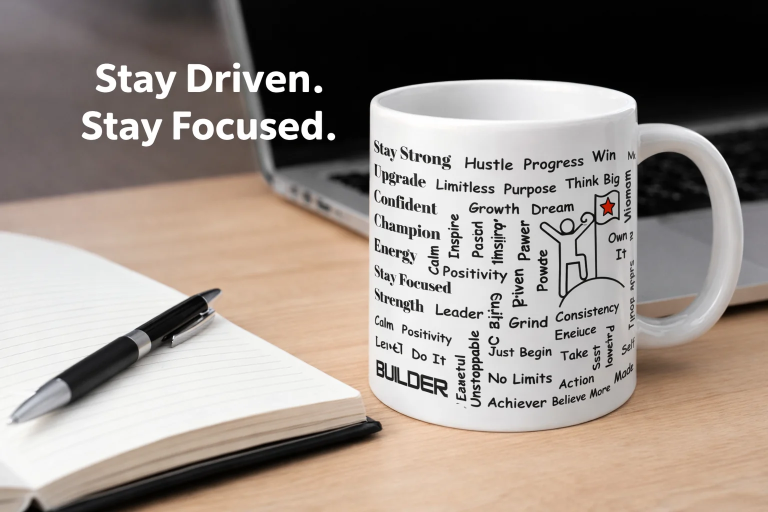 Ceramic Motivational Text Printed Coffee Mug – 330ml