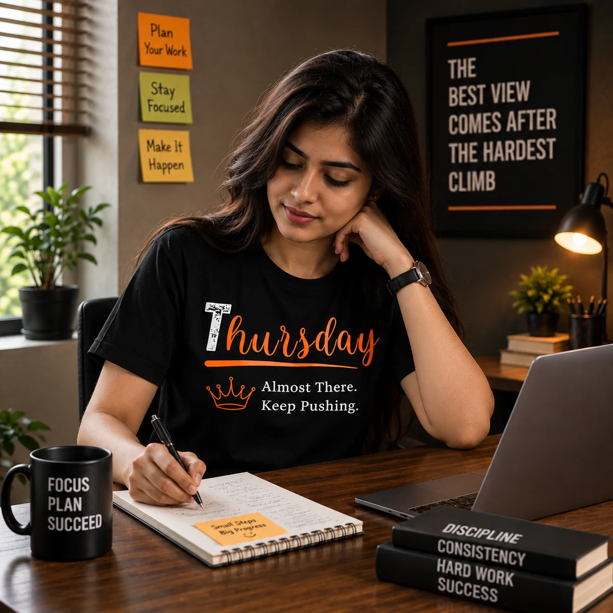 Thursday Motivation T-Shirt – Almost There, Keep Pushing Graphic Tee