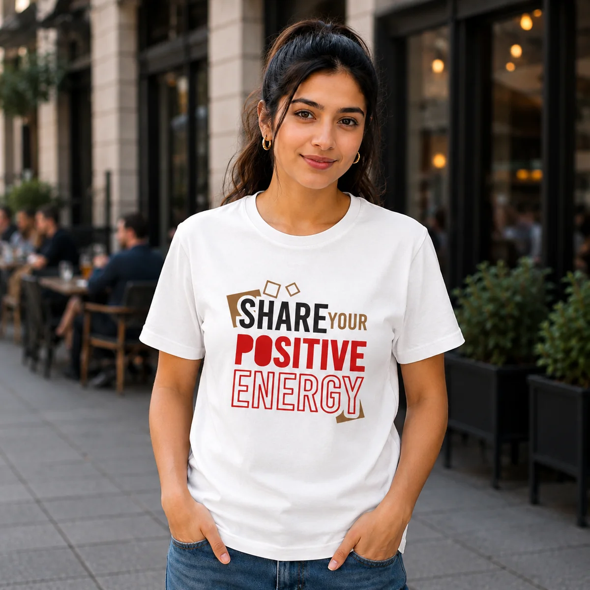Share Your Positive Energy Graphic T-Shirt – Motivational Unisex PolyCotton Tee