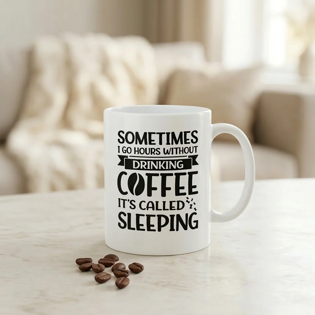 Ceramic Coffee Quote Printed Mug – Sometimes I Go Hours Without Coffee